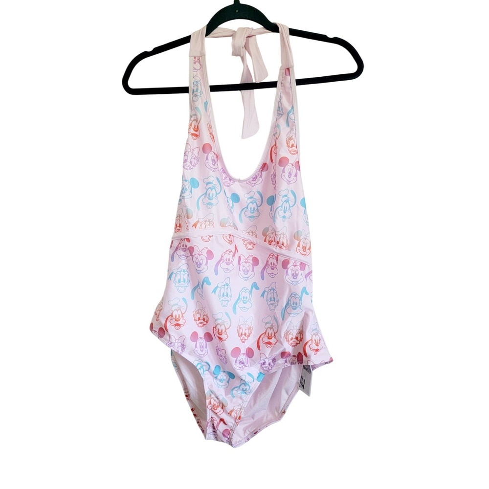 Disney‎ Parks XL Mickey & Pals Women's Bathing Suit Pink Multi Halter NEW